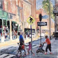 Landscape - Red Shoes In Ybor City - Oil On Canvas